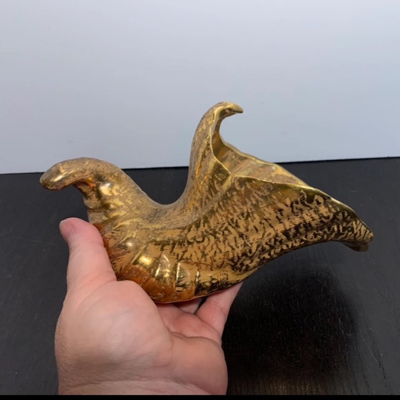 Stangl Pottery Hand Painted Granada Gold Conch Shell Trinket Dish/Container - Picture 3 of 10